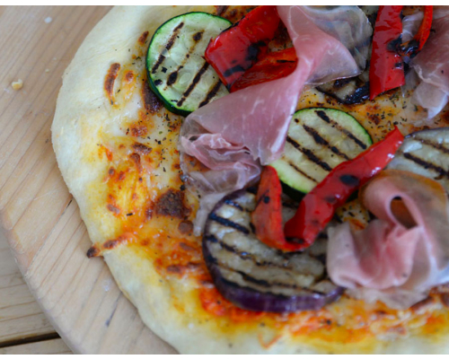 Pizza with Veggies & Prosciutto